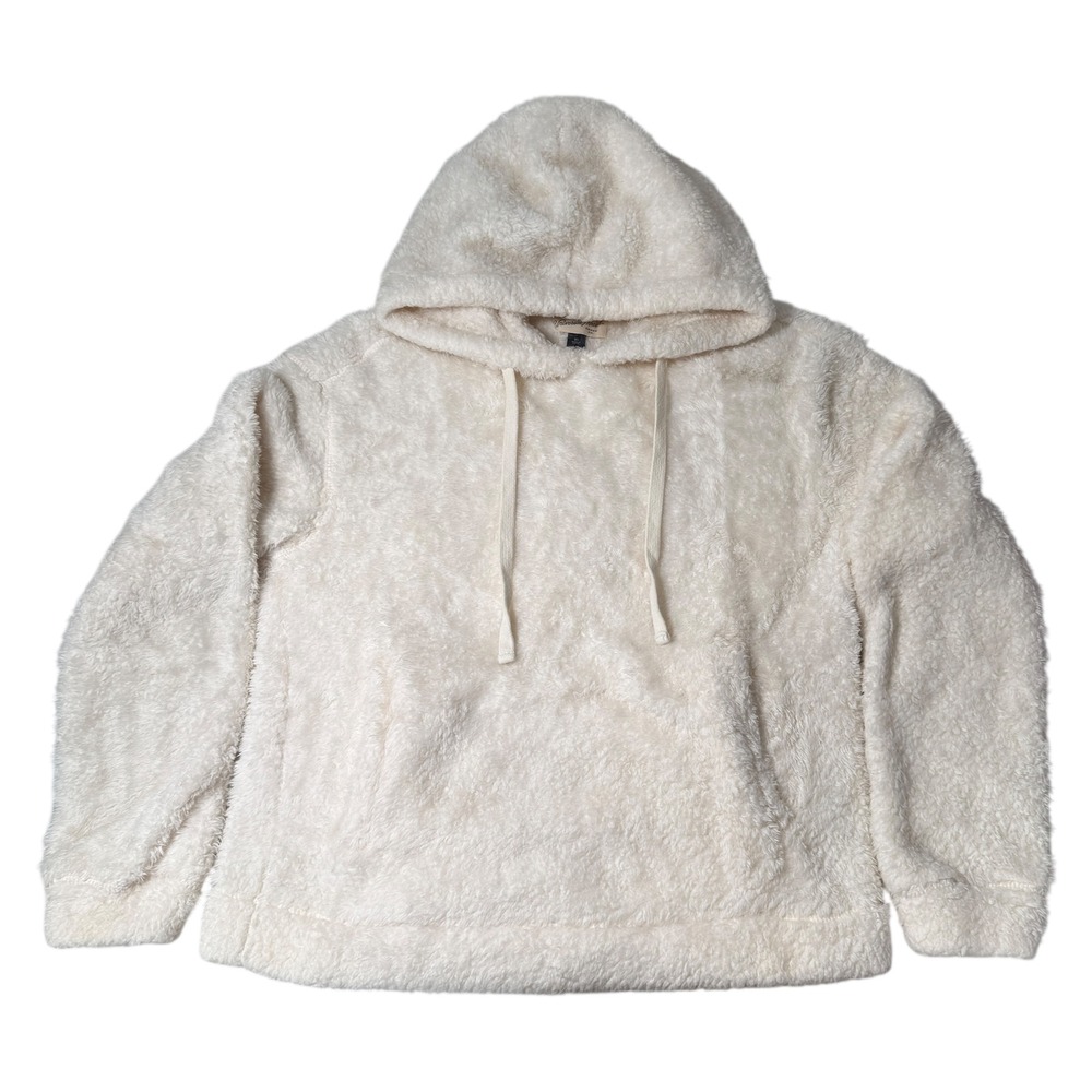 Universal Thread Fleece Hoodie Dog Bone Cream White Cozy Soft Relaxed Fit XS